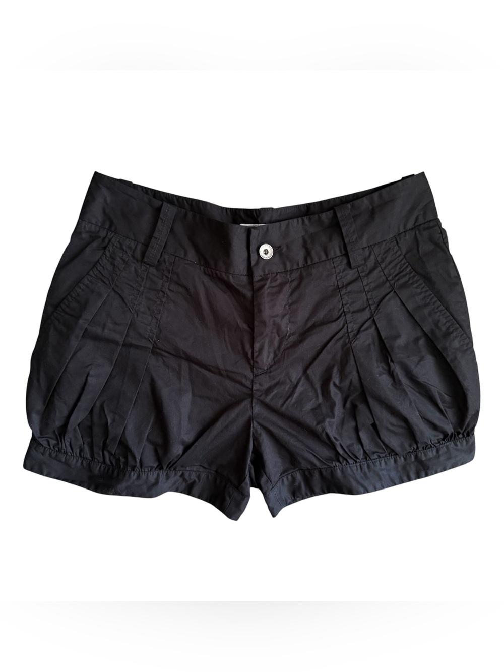 Y2K Black Pleated Cotton Bubble Shorts Size 30